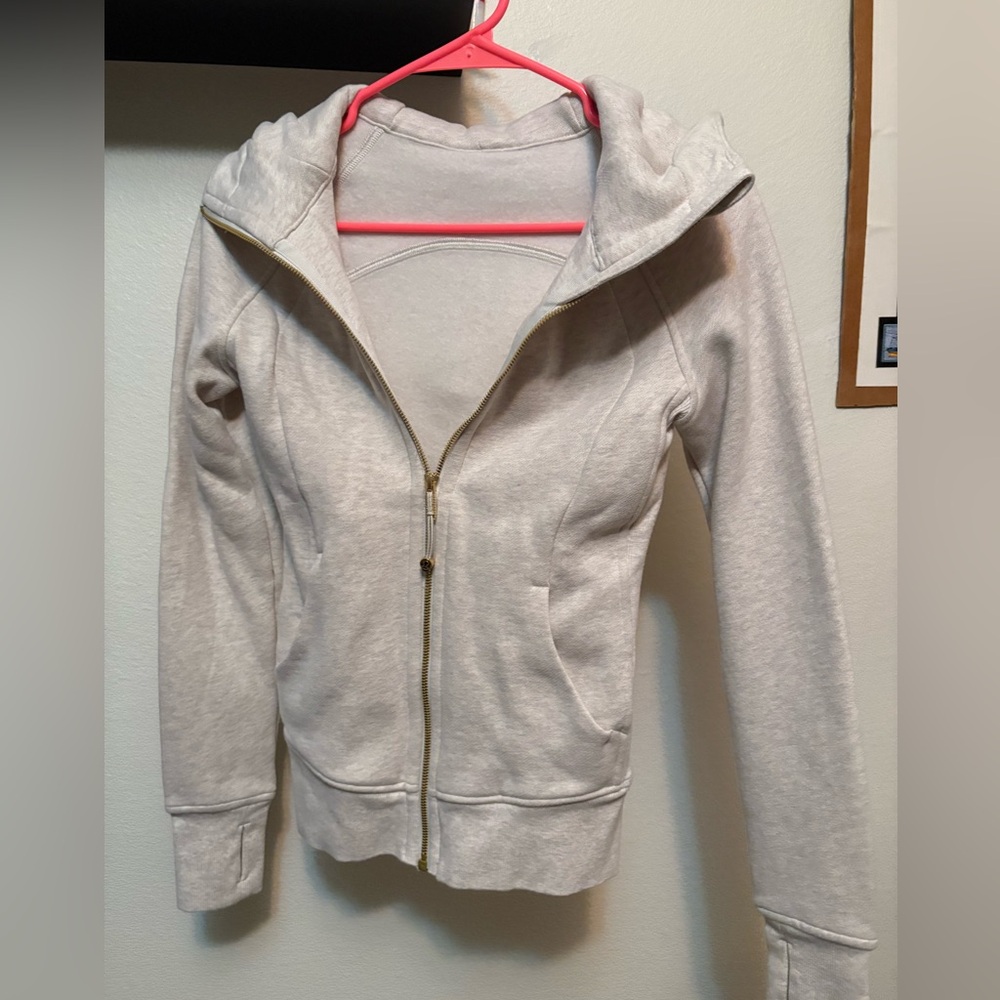 Lululemon gold zip scuba hoodie XXS Sz 0 NWOT Heathered Bone SOLD OUT ONLINE
